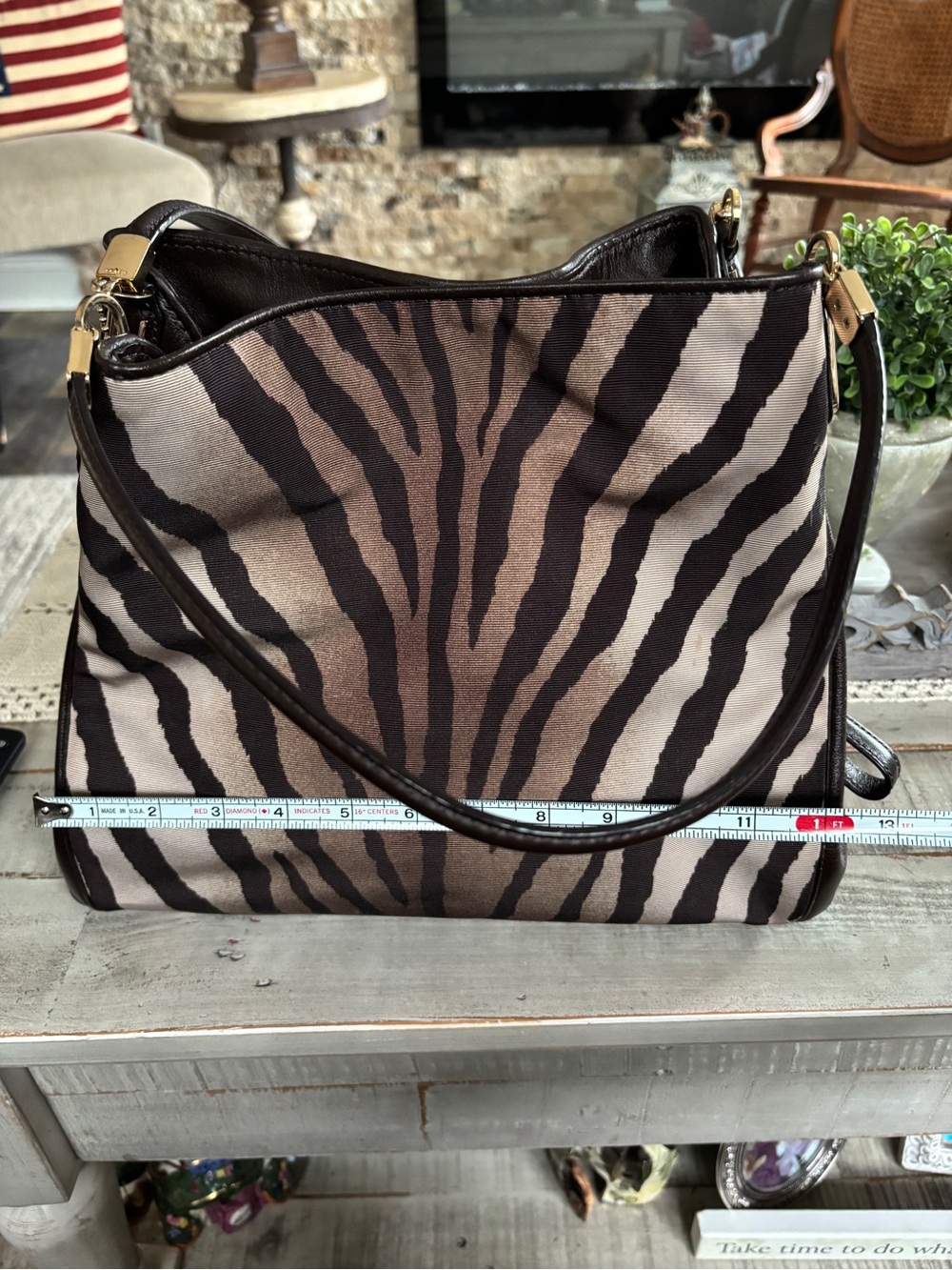 Coach Madison Zebra Print Small Phoebe Shoulder Bag - Picture 5 of 14